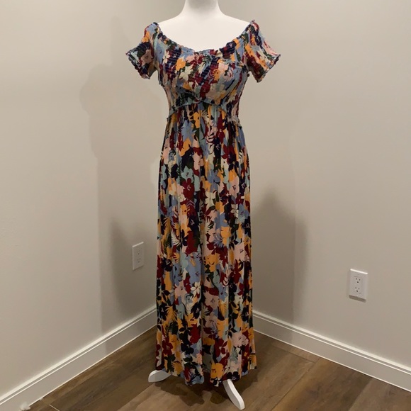 Floral smocked off the shoulder dress - Picture 1 of 7